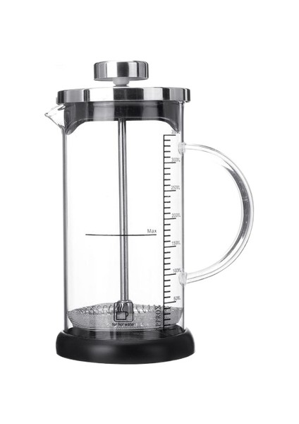 Kahve / Çay Brewer Pot Maker Su Isıya Dayanıklı Paslanmaz Çelik Cam Piston Cezve Ölçekli 350ML | Kahve Tencere