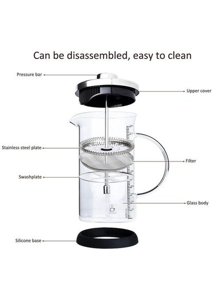 Kahve / Çay Brewer Pot Maker Su Isıya Dayanıklı Paslanmaz Çelik Cam Piston Cezve Ölçekli 350ML | Kahve Tencere fiyatları