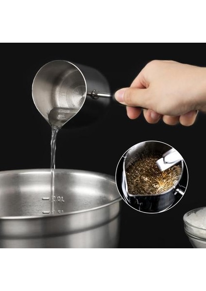 600 ml Paslanmaz Çelik Süt Kiralama Sürahi Çikolata Erime Pot Uzun Saplı Fit Kahve Frothing Süt Kahve Makinesi | Kahve Tencereler
