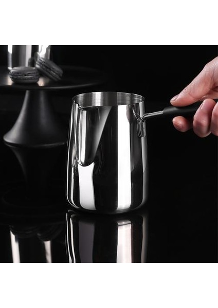 600 ml Paslanmaz Çelik Süt Kiralama Sürahi Çikolata Erime Pot Uzun Saplı Fit Kahve Frothing Süt Kahve Makinesi | Kahve Tencereler