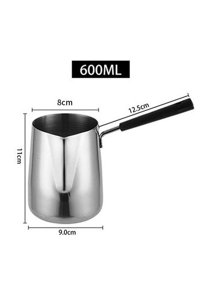 600 ml Paslanmaz Çelik Süt Kiralama Sürahi Çikolata Erime Pot Uzun Saplı Fit Kahve Frothing Süt Kahve Makinesi | Kahve Tencereler