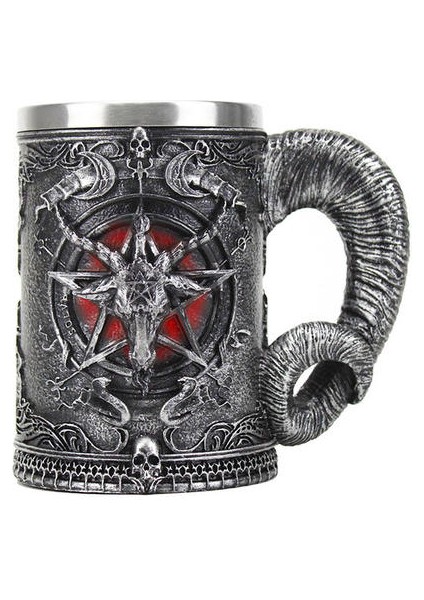Pentagram Boynuz Kadeh Şarap Cam Gotik Wicca Pagan Mistik Tankard Kahve Bira Kupalar Mistik Wicca Fan Hediye | Şarap Kadehleri