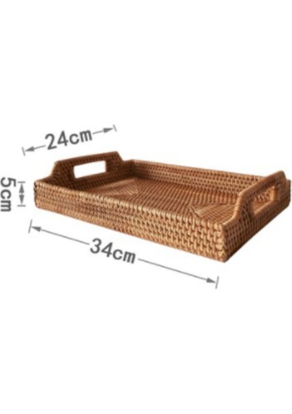 Kolu Dikdörtgen ile Rattan Servis Tepsileri El Yapımı Dokuma Tepsi Snack Plaka Rattan Dokuma Sepet Meyve Snack Ekran Tepsisi | Depolama Tepsileri (Ler)