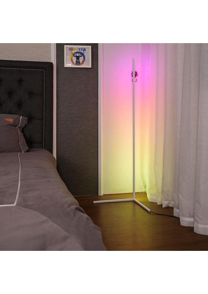 LED Zemin Lambası Ayakta Lambalar Modern Basit 5050 30 LED Ayakta Işıklar Modern Tarzı Demir Boyalı Zemin Lambası (Beyaz-Ab)