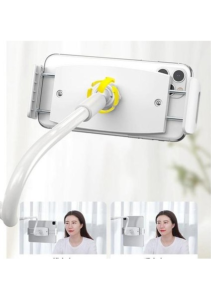 Yeni Deskside Başucu Tembel Telefon ve tablet Tutucu Katlanabilir Dönebilen Uzun Kol Braketi 360 Derece Ayarlanabilir Standı Tutucu | Telefon Sahipleri ve standları (Beyaz)(Yurt Dışından)