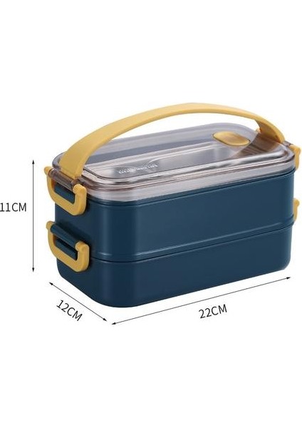 1600 ml Taşınabilir Paslanmaz Çelik Öğle Yemeği Kutusu Taşınabilir Sızdırmaz Gıda Mutfak Konteynerleri Japon Tarzı Bento Öğle Yemeği Kutusu | Öğle Yemeği Kutuları (Mavi)