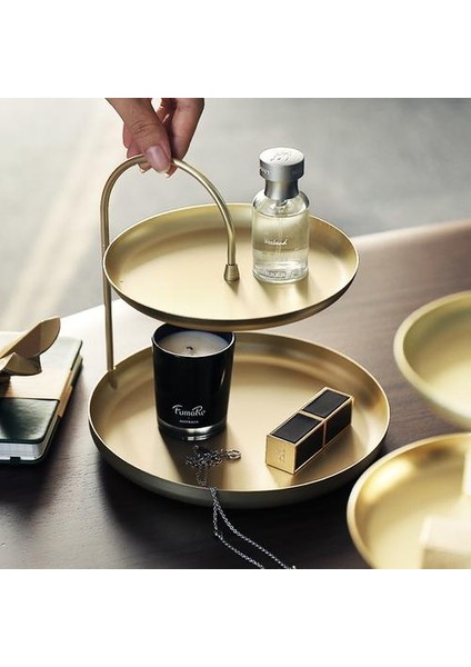 Metal Depolama Tepsisi Sundries Kolye Bilezik Takı Kozmetik Izle Ekran Plakası Anahtar Tutucu Masaüstü Organizatör Araçları Ev Dekor | Depolama Tepsileri (Iki Katmanlar)(Yurt Dışından) fiyatları