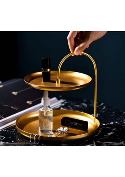 Metal Depolama Tepsisi Sundries Kolye Bilezik Takı Kozmetik Izle Ekran Plakası Anahtar Tutucu Masaüstü Organizatör Araçları Ev Dekor | Depolama Tepsileri (Iki Katmanlar)(Yurt Dışından) modelleri