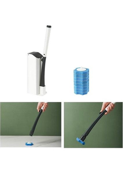 Tek Kullanımlık Tuvalet Fırçası Seti Uzun Kolu Değiştirilebilir Temiz Fırça Kafa Duvara Monte Tuvalet Temizleme Fırçası Banyo Temizleme Aracı | Tuvalet Fırçası Tutucular