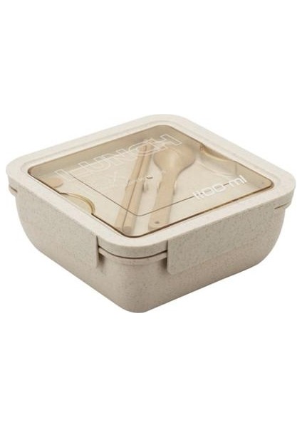 1100ML Buğday Saman Öğle Yemeği Kutusu Sızdırmazlık Bant Kaşık Çubuklarını Bento Kutuları Mikrodalga Yemek Yemek Saklama Kabı Öğle Yemeği Kutusu | Öğle Yemeği Kutuları (Bej)(Yurt Dışından)