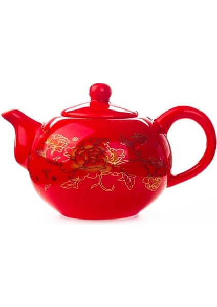 Çin Çaydanlık Porselen Kırmızı Düğün Çay Seti Hediyeler Kutlama Klasik Seramik Çin Kungfu Çay Kupası Su Isıtıcısı Infuser | Demlik Çay Kupası | Infüzyon Setinfüzer Çaydanlık