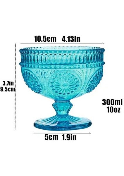 Dondurma Kase Kupası Gözlük Retro 300 ml Düğün Parti Tatlı Kaseler Içme Tifle Meyve Salatası Suyu Kokteyl Cam | Oyma (Mavi) fiyatları