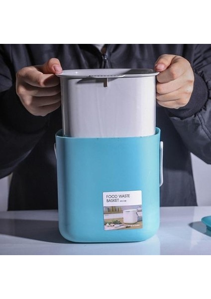 Taşınabilir 2 Katmanlı Plastik Mutfak Atık Çöp Kutusu Kolu Kompost ile Dantelli Çöp Kutusu Çöp Konteyner Organizatör Ev Ki | Çanta ve sepet