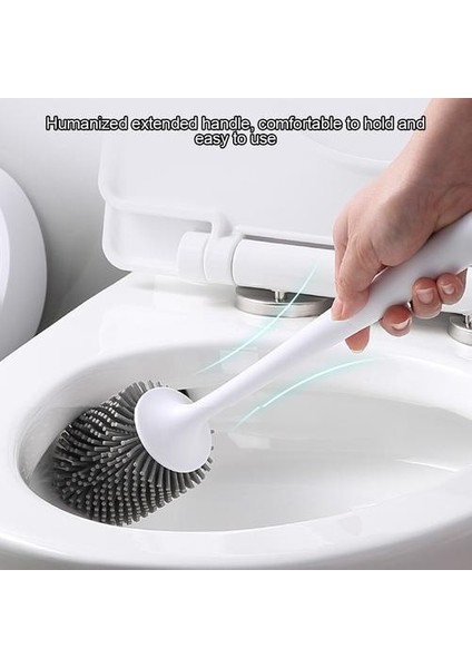Duvar Montaj Silikon Tuvalet Fırçası Siyah Plastik Uzun Kolu Banyo Wc Aksesuarları Hızlı Boşaltma Temizleme Araçları 1 Adet | Tuvalet Fırçası Tutucular