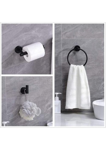 4 Adet Siyah Banyo Donanım Seti El Havlu Yüzük, Tuvalet Kağıdı Tutucu ve 2 Robe Havlu Kancaları, Banyo Aksesuarları Kiti | Banyo Aksesuarları Setleri fiyatları