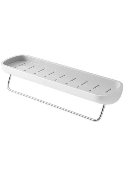 42X12X5.5 cm Duş Depolama Raf Organizatör Banyo Rafları Şampuan Tepsi Standı Tek Çubuk Duş Tutucu Banyo Aksesuarları | Banyo Rafları (Gri-Pole-01)