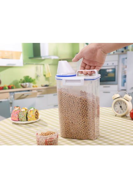 2 kg Mutfak Tahıl Şeker Un Depolama Fasulye Kavanoz Şişesi Ölçüm Kupası Konteyner Kapalı Pirinç Kova Saklama Kutusu ile Şeffaf | Şişeler, Kavanozlar ve kutular