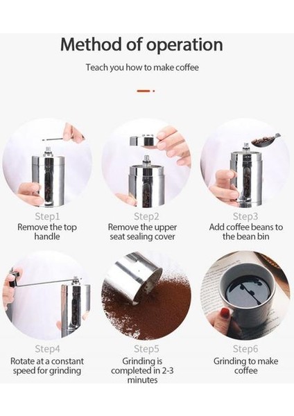Kahve Öğütücü Mini Paslanmaz Çelik El Manuel El Yapımı Kahve Çekirdeği Burr Öğütücü Değirmen Mutfak Aracı Öğütücüler Mutfak Coffee Takımları | Manuel Kahve Öğütücüleri