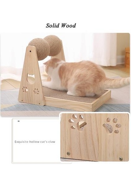Kedi Scratcher Post Katı Ahşap Sisal Top Turntable Pençeleri Kedi Oyuncaklar Interaktif Kitten Scratch Board | Mobilya ve çizikler