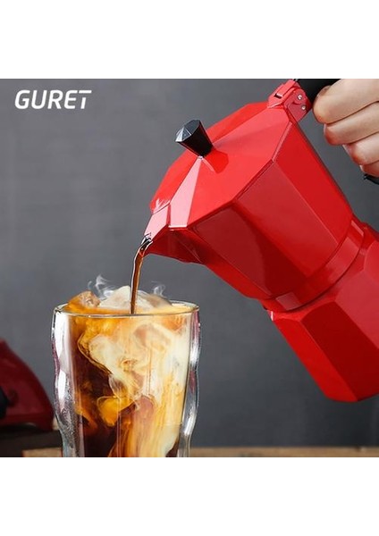 150 ml Kahve Makinesi Pot Alüminyum Mocha Espresso Percolator Pot Kahve Su Isıtıcısı Kafeterya Ev Açık Stopetop Cafe Araçları Kırmızı | Kahve Tencereler(Yurt Dışından)
