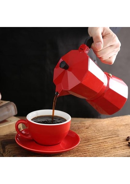 150 ml Kahve Makinesi Pot Alüminyum Mocha Espresso Percolator Pot Kahve Su Isıtıcısı Kafeterya Ev Açık Stopetop Cafe Araçları Kırmızı | Kahve Tencereler(Yurt Dışından)