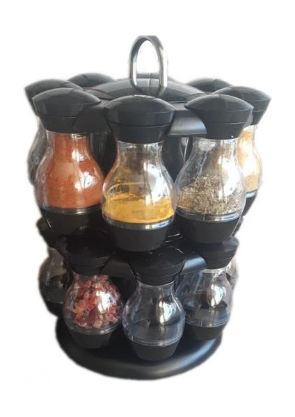 16 Adet Baharat Kavanozları Yuvarlak Dönebilen Depolama Raflı Cruet Çeşni ile Set | Raflar ve tutucular