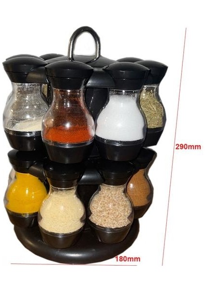 16 Adet Baharat Kavanozları Yuvarlak Dönebilen Depolama Raflı Cruet Çeşni ile Set | Raflar ve tutucular