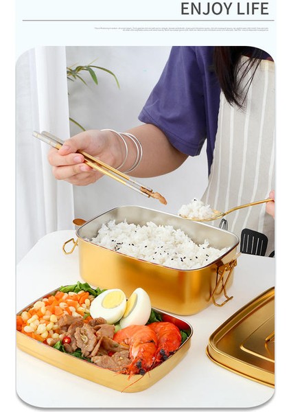 1 Adet Altın Öğle Yemeği Bento Kutusu Mühürlü 304 Paslanmaz Çelik Gıda Konteyner Çift Katmanlı Çocuklar Yetişkinler Için Meyve Kek Snack Saklama Kutusu Bin Sofra | Öğle Yemeği Kutuları