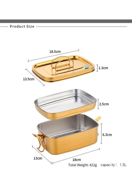 1 Adet Altın Öğle Yemeği Bento Kutusu Mühürlü 304 Paslanmaz Çelik Gıda Konteyner Çift Katmanlı Çocuklar Yetişkinler Için Meyve Kek Snack Saklama Kutusu Bin Sofra | Öğle Yemeği Kutuları