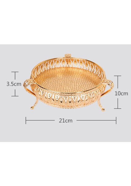 Metal Tepsi Lüks Altın Finish Hollow Plaka Kuruyemiş / Meyve / Kek Standı Düğün Centerpieces Ev Masa Dekorasyon | Depolama Tepsileri (Yuvarlak) fırsatları