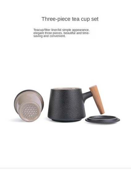 Yaratıcı Ahşap Saplı Seramik Çay Bardağı Tek Su Bardaklar Sunuşerler Seyahat Kahve Fincanı Çay Fincanı Set Kapak Hediye Kutusu ile Seramik Çay Kupalar | Teacup tabak Setleri