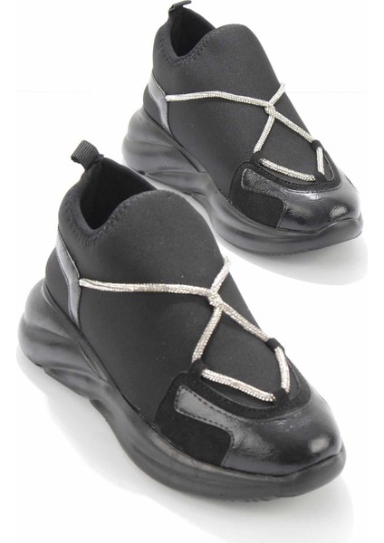 Siyah Streç Kadın Sneaker K01212021417