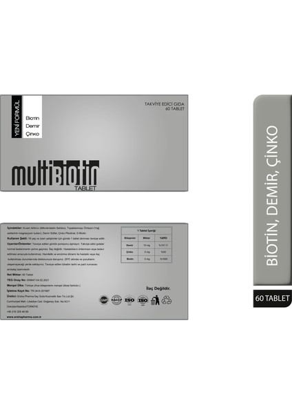 5000 Mcg 60 Tablet- Biotin, Demir, Çinko (Saç, Tırnak ve Cilt için)
