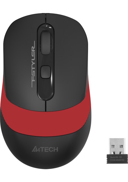 FG10 Nano Alıcı Kablosuz Optik 2000DPI Enerji Korumalı Mouse - Siyah/Kırmızı