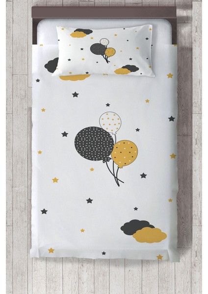 Sarı Balonlu Çocuk ve Bebek Odası Yatak Örtüsü TLAY-002