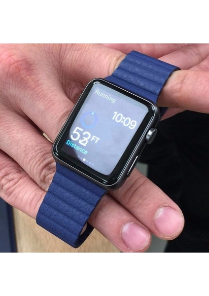 Apple Watch Uyumlu 40 mm Için Gerçek Deri Katmanlı Lob Kordon-Kayış