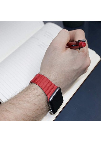 Apple Watch Uyumlu 38 mm Için Gerçek Deri Katmanlı Lob Kordon-Kayış