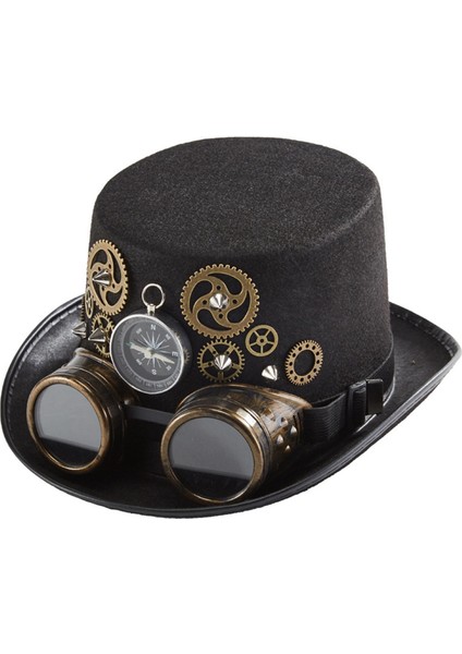 Retro Tarzı Steampunk Üst Şapka Cosplay Cadılar Bayramı ile Gözlük ile Erkek Kostüm(Yurt Dışından)