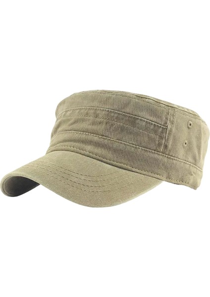 Retro Tarzı Şapka Açık Güneş Koruma Güneş Şapka Yıkanmış Pamuk Unisex Spor Haki(Yurt Dışından)