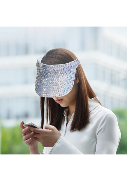 Kristal Pullu Bling Rhinestone Visor Güneş Şapka(Yurt Dışından)