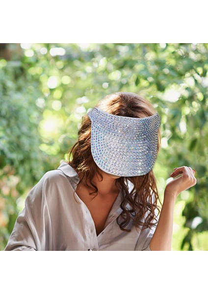 Kristal Pullu Bling Rhinestone Visor Güneş Şapka(Yurt Dışından)