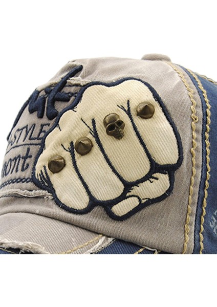 Vintage Beyzbol Ayarlanabilir Pamuk Açık Perçin Denim Şapka (Yurt Dışından)