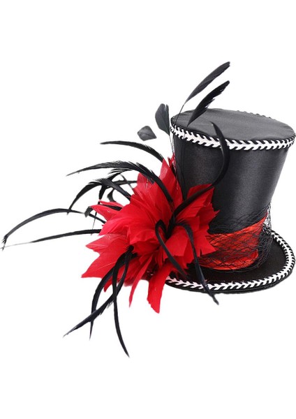 Prettyia Feather Fascinator Top Hat Düğün Gelin Kadın Fantezi Elbise Prop Kırmızı(Yurt Dışından) modelleri