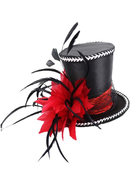 Prettyia Feather Fascinator Top Hat Düğün Gelin Kadın Fantezi Elbise Prop Kırmızı(Yurt Dışından) fırsatları