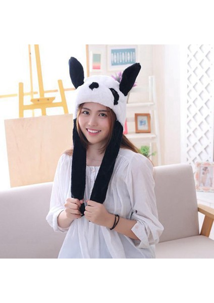 Panda Şapka Kulak Hareketli Atlama Şapka Komik Peluş Peluş Sıcak Şapka Kadın Kızlar(Yurt Dışından) modelleri