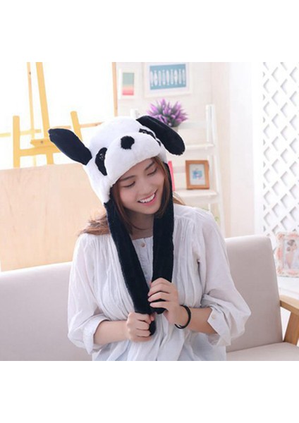 Panda Şapka Kulak Hareketli Atlama Şapka Komik Peluş Peluş Sıcak Şapka Kadın Kızlar(Yurt Dışından) fırsatları