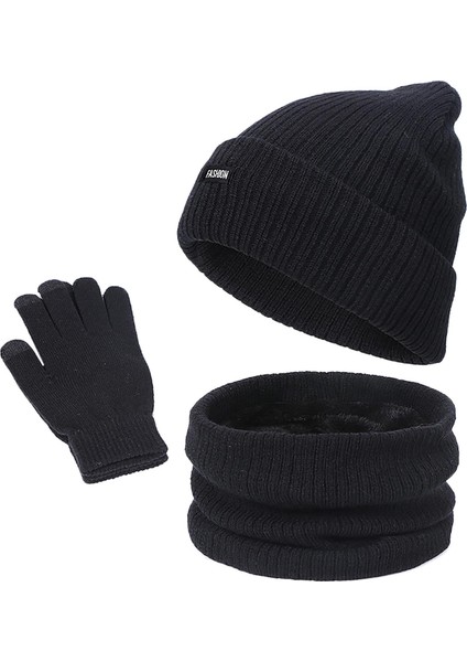 Unisex Bere Şapka Eşarp Eldiven Seti Sıcak Yumuşak Pamuk Kayak Bisiklet Balıkçılık Siyah Için(Yurt Dışından) fiyatları