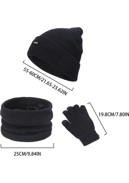 Unisex Bere Şapka Eşarp Eldiven Seti Sıcak Yumuşak Pamuk Kayak Bisiklet Balıkçılık Siyah Için(Yurt Dışından) fırsatları
