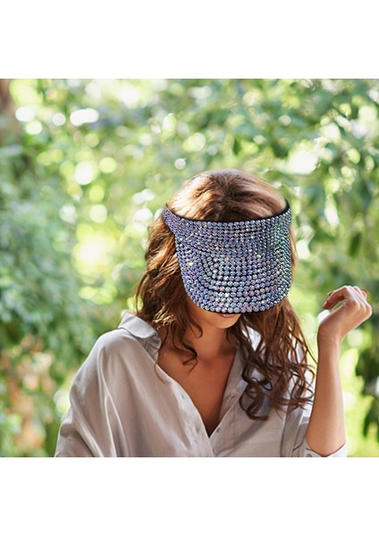 Kristal Pullu Bling Rhinestone Visor Güneş Şapka (Yurt Dışından)