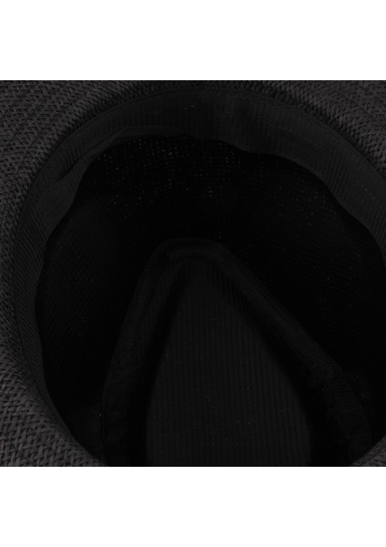 Yetişkin Straw Panama Hat Sombrero Fedora Trilby Sunhat Geniş Brim Sunbonnet Siyah(Yurt Dışından) indirimleri